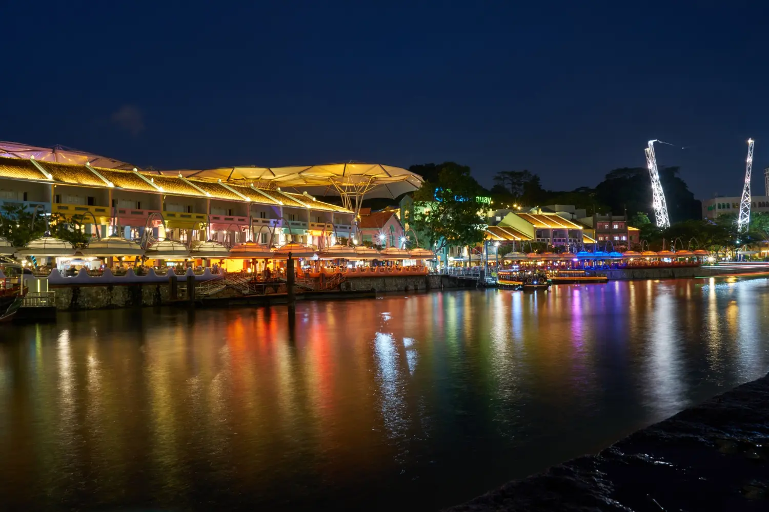 The Riverfront night view in Bangkok.