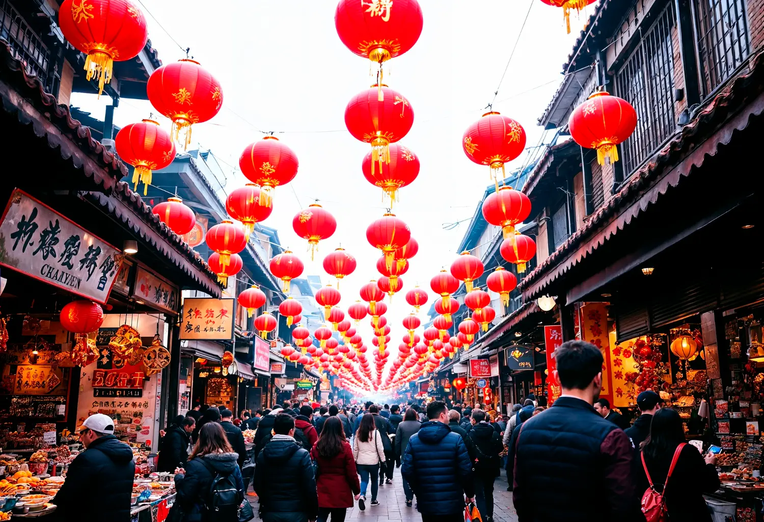 Singapore Chinatown lantern street view