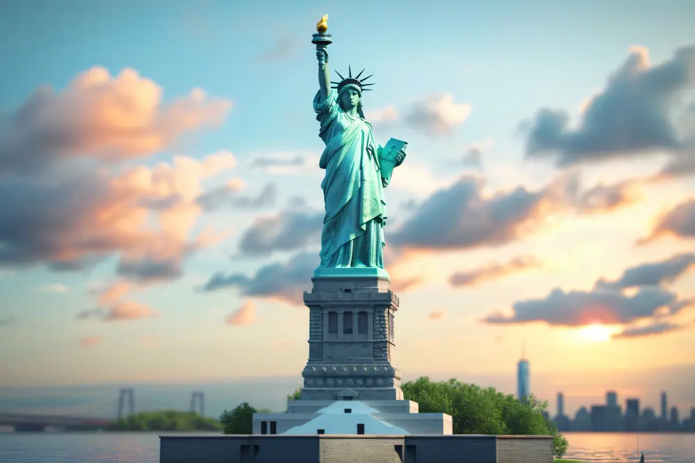 Statue of Liberty with blue sky