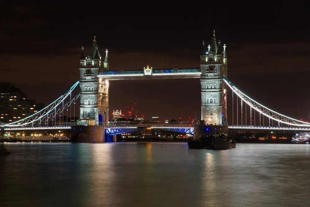 Tower Bridge illuminated at night